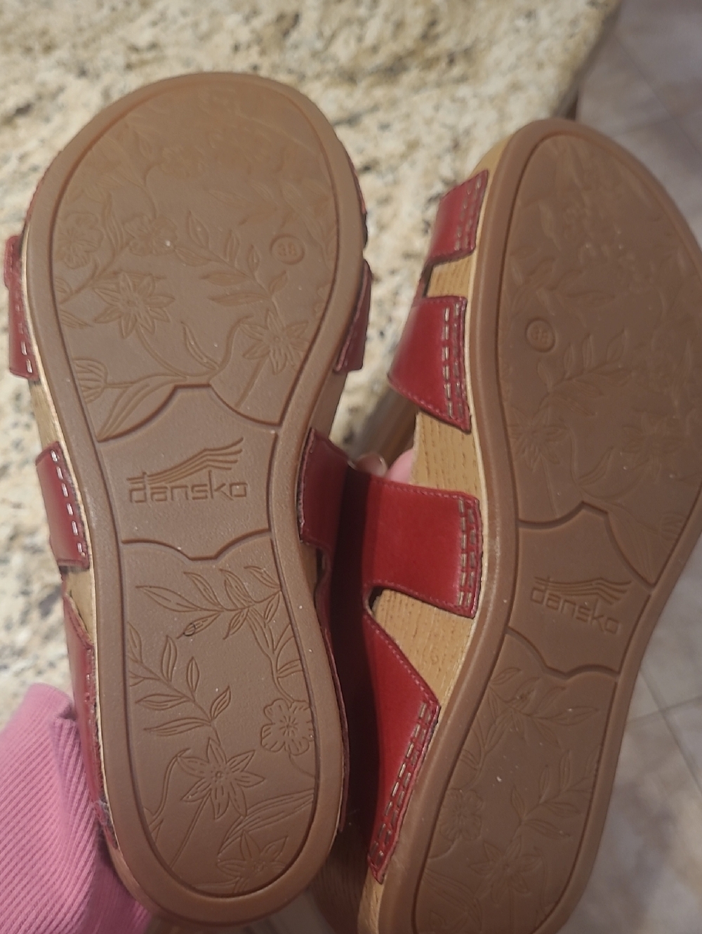 Dansko Women's Red Leather Two-Buckle Slide Sandals - Picture 4 of 4